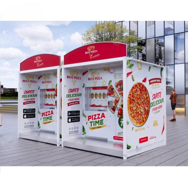 Outdoor Business Self-service Fast Food Making Machine hot pizza kiosk Fully Automatic Pizza Vending Machines