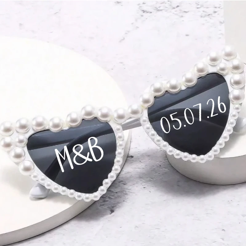 

Personalized Heart Shapes Sunglasses with Pearl, Wedding Bride Sunglasses, Bridesmaid Gifts, Bachelorette Party Things Party