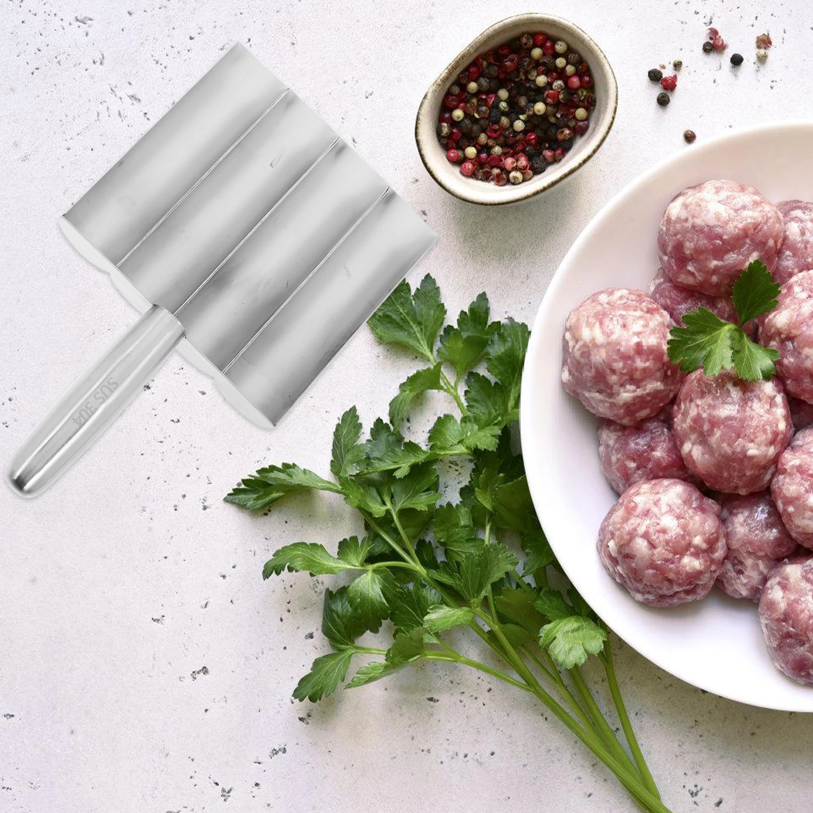 

4 Molds Meatball Maker 304 Stainless Steel Kitchen Tool Manual Baller Scoop Pastry Mold diy Dough Cookie Portable