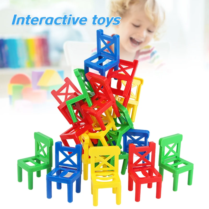 Chaises d'équilibre jouet enfants jeu d'empilage Parent-enfant bricolage Interaton jouet 18 pièces/ensemble