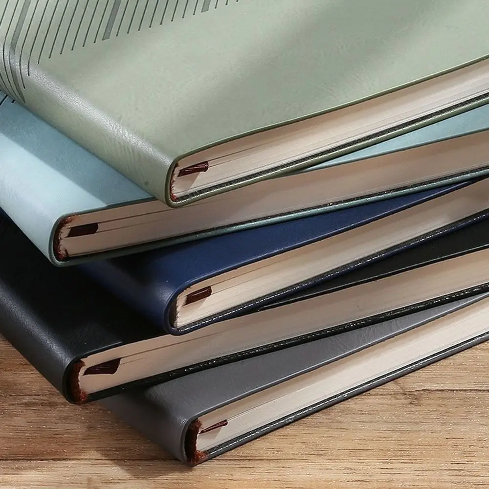 100 sheets Business A5 PU Journal Soft Faux Leather Meeting Record B5 Thick Notepad Retro Taking Notes Conference Notebook