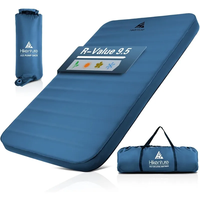 

Очень толстый двойной самонадувающийся спальный коврик, кемпинговый матрас 9,5 R для 2 человек, надувной пенопластовый коврик для кемпинга с мешком для насоса