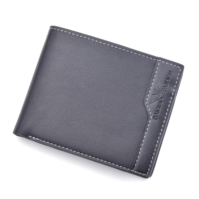 Cartera corta para hombre, billetera suave fina, empalme de moda, informal, negocios