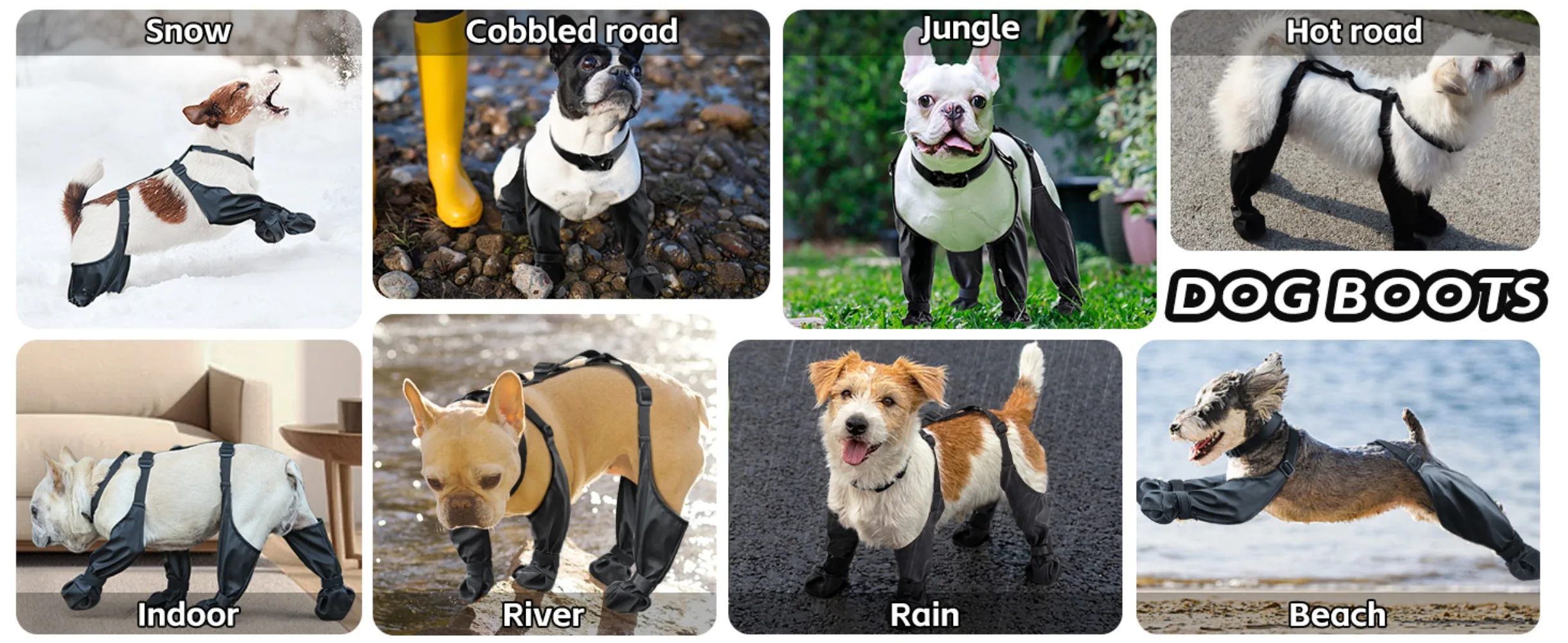 Rutschfeste Hundeschuhe Haustier-Pfoten-Hunderegenschuhe Schmutzabweisende Sturzschutz-Hundeschuhe für Draußen mit Riemen Winter Wasserdichte Hundestiefel – Detail 2