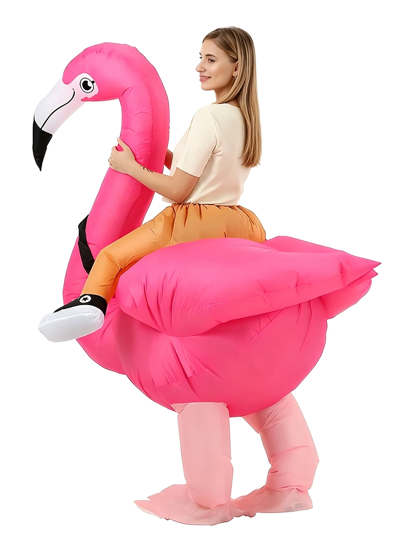 Flamingo Inflatable Costume Ride of Pink Flamingo Blow Up Halloween Party Costume Outfits Fancy for Cosplay Props Outfit Suit view 5