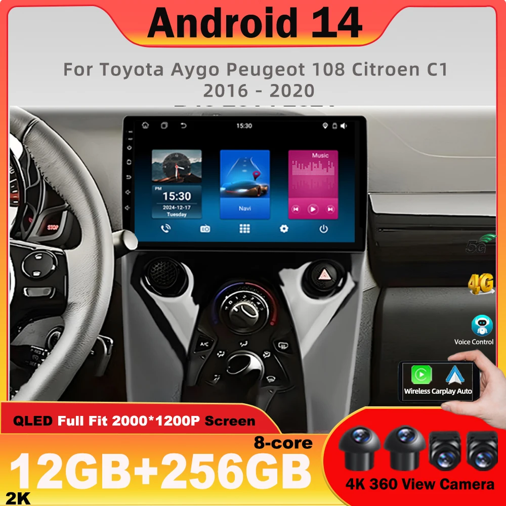 

Android Car Radio For Toyota Aygo Peugeot 108 Citroen C1 2016-2020 Player Navigation Stereo Carplay Head Unit No 2Din DVD WiFi