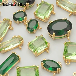 GUFEATHER MC89,jewelry accessories,18k gold plated,nickel free,copper,glass,hand made,charm,diy pendants,jewelry making,6pcs/lot