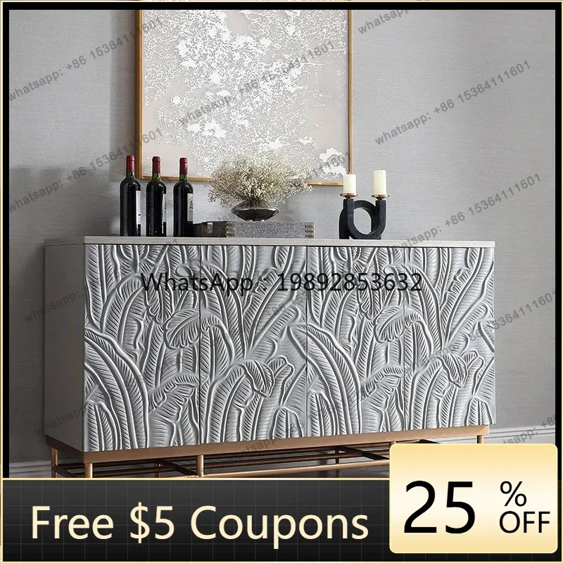FF American light luxury dining side cabinet carved locker solid wood dining table wine cabinet integrated against the wall