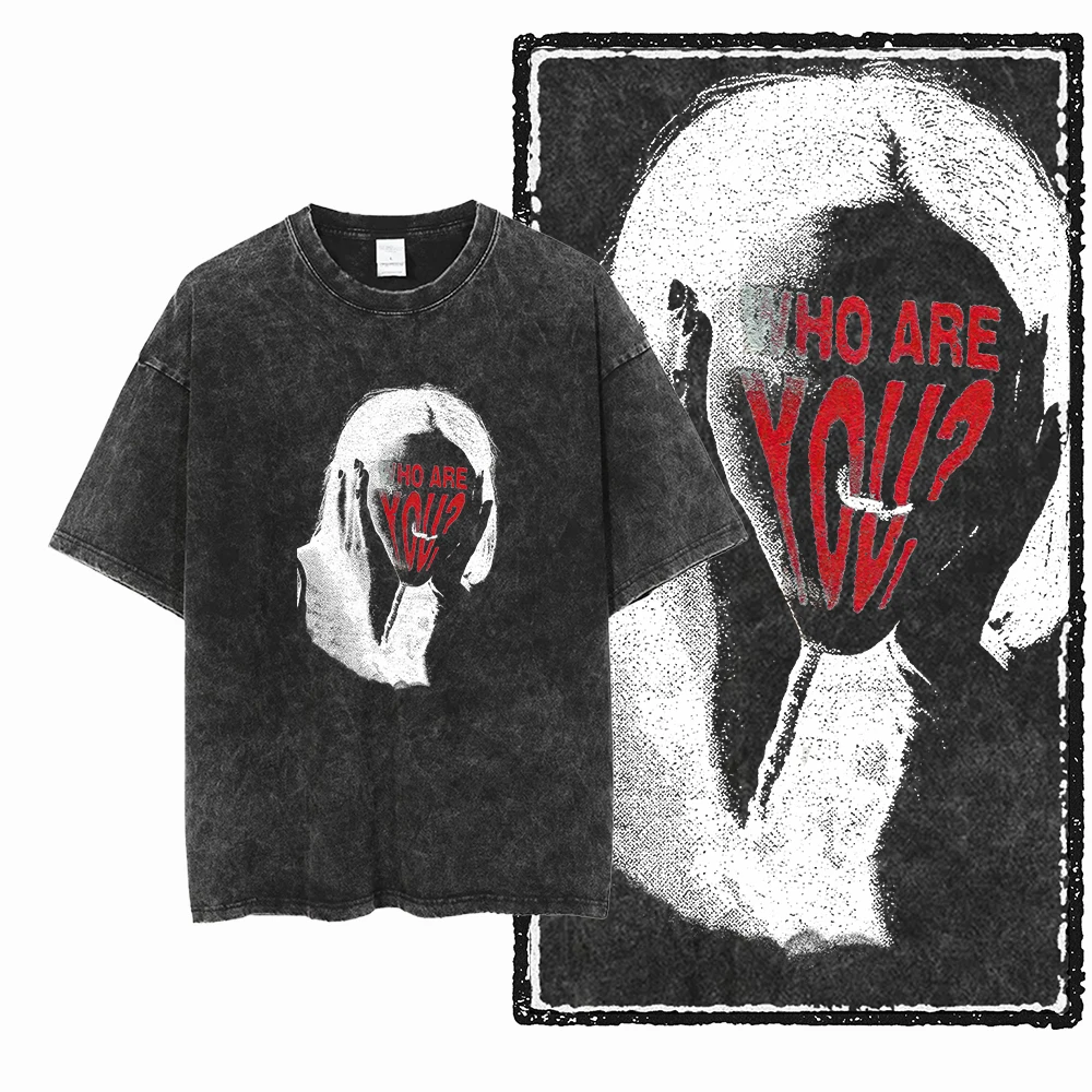 Anti-Establishment und philosophische Grafik-T-Shirts, Vintage Washed Black Oversized Streetwear für Rebellen und tiefsinnige Denker