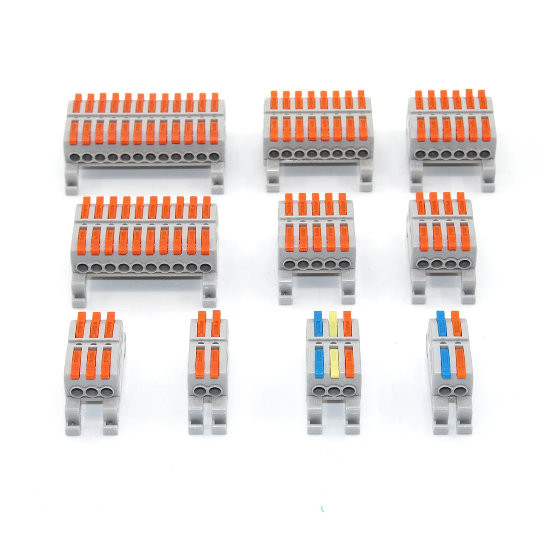 Fast Wire Electrical Connectors Din Rail Type Push-in Butt Terminal Block Universal Compact Conductor Wiring Cable