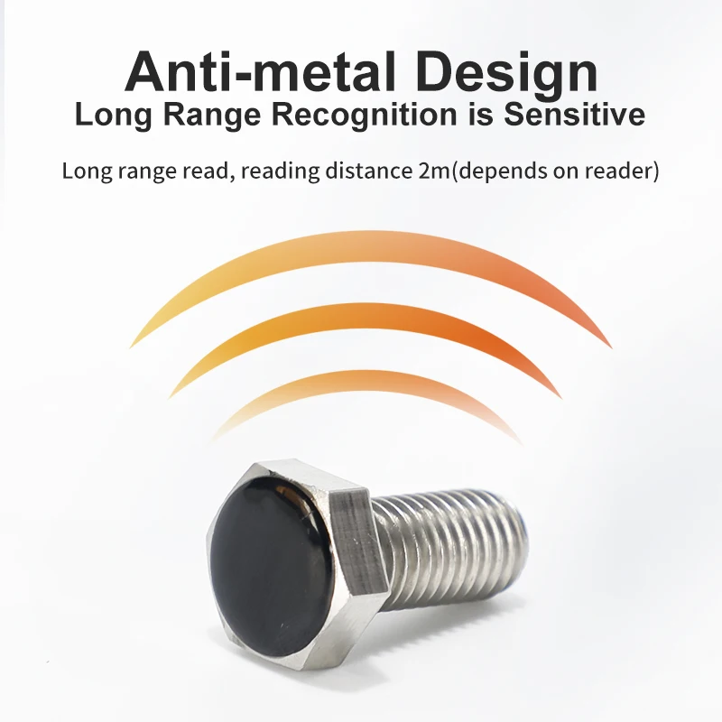 แท็กสกรู UHF RFID 10 ชิ้น ป้องกันโลหะและทนต่ออุณหภูมิสูง แท็ก UHF RFID สำหรับการจัดการทรัพย์สินที่เป็นโลหะ