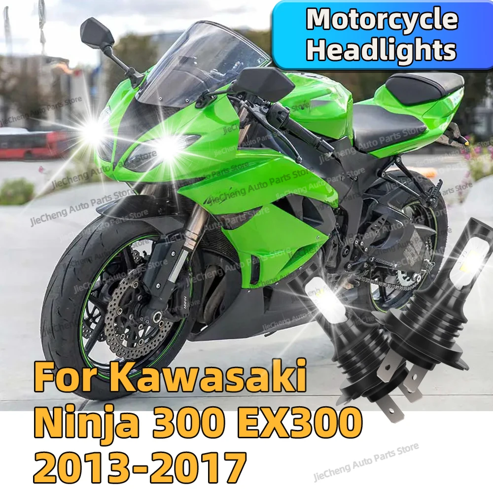 2PCS Motorcycle H7 LED Headlight Bulbs 45w Upgrade Moto Lamp For Kawasaki Ninja 300 EX300 2013 2014 2015 2016 2017