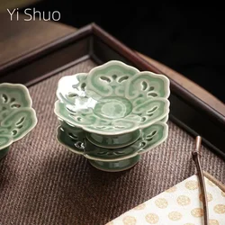 Chinese Retro Ceramic and Celadon Saucer Coaster Yue Kiln Celadon Cup Saucer Tea Mat Household Kung Fu Tea Ceremony Utensil