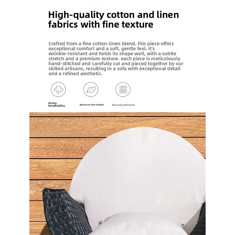 Outdoor rattan rattan sofa, waterproof and sunscreen outdoor living room balcony courtyard leisure villa rattan sofa