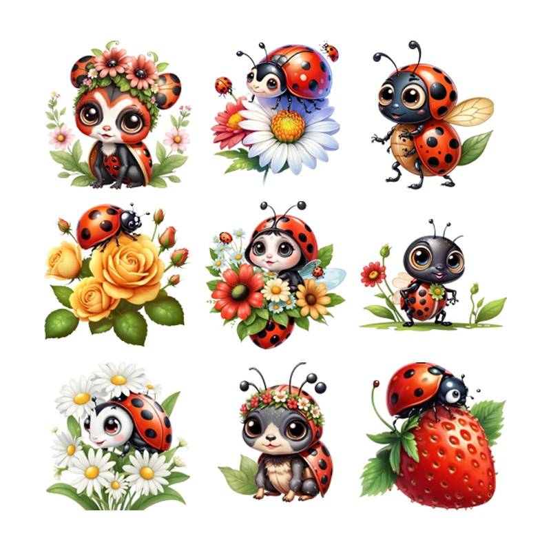 

Ladybugs genie elf flower dtf Iron On Patches For Clothing Heat Transfer On Clothes Heat Transfer iron on transfer for clothing