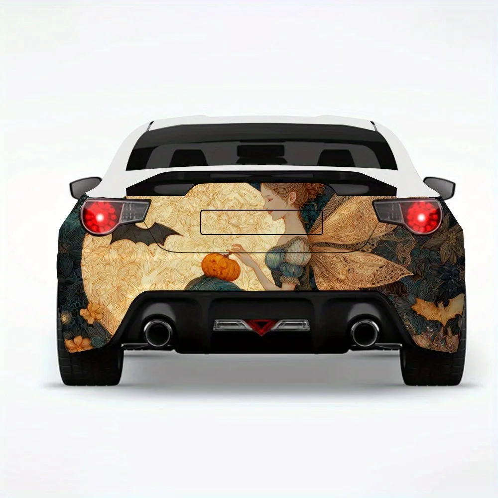 

Pumpkin Fairy Car Sticker-Vinyl Decal for Car Rear, Waterproof Self-Adhesive Vinyl Stickers for Vehicle Tail & Bumper, Decoratio