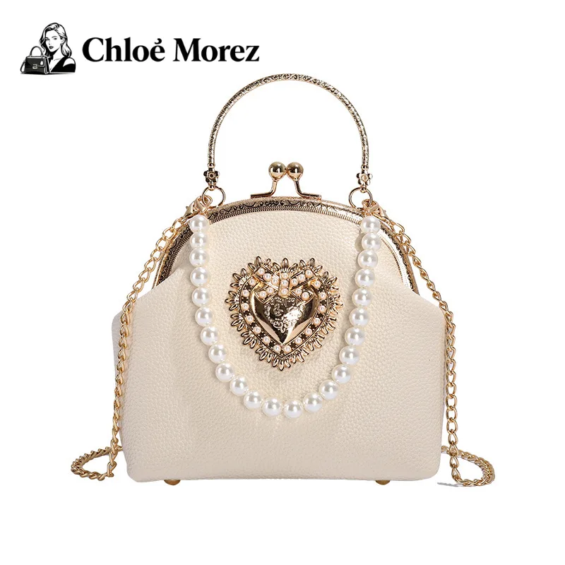 

Женская сумка Xiaoxiangfeng с жемчугом, модная и нишевая, сумка через плечо, сумка через плечо с пряжкой, женская сумка