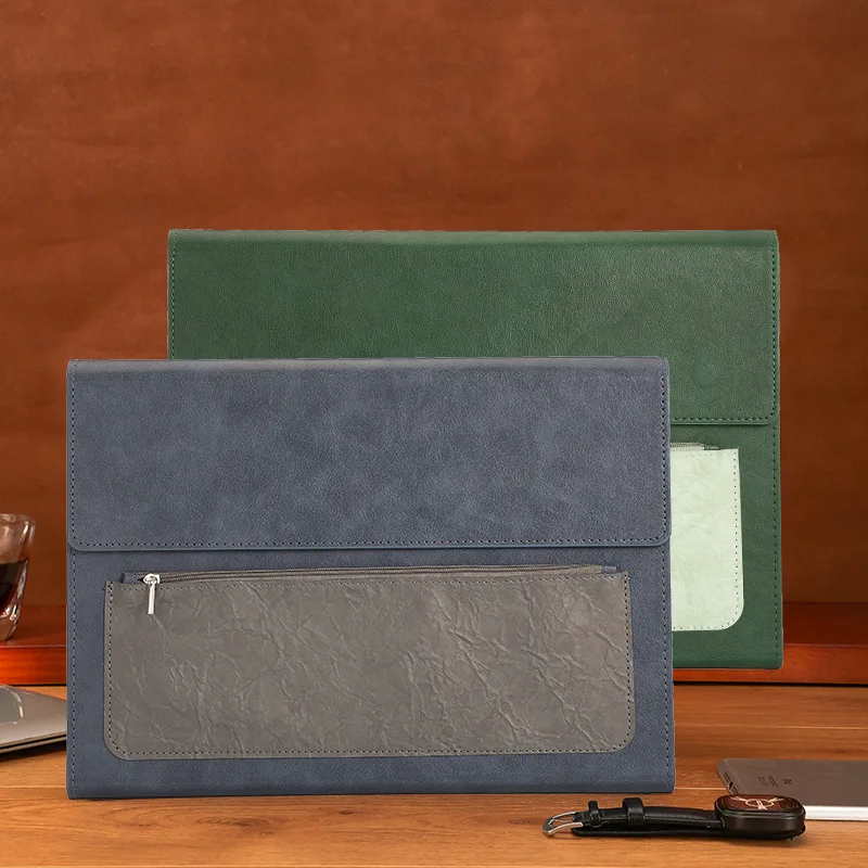 Borsa per documenti A4 in pelle da 1 pezzo Cartella di file addensata Conservazione di grande capacità per uso domestico in ufficio