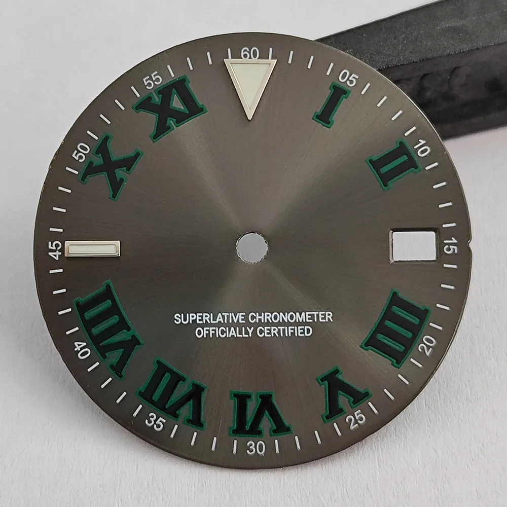28.5mm dial gray green Roman numerals NH35 hands NH35 movement case men's watch accessories