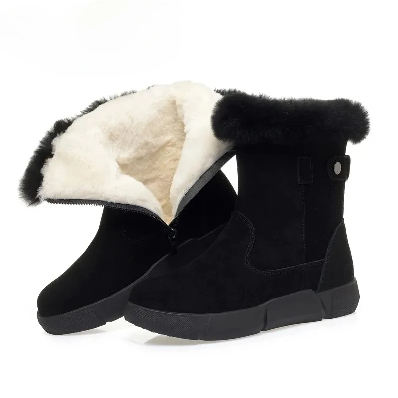

Winter Women's Snow Boots Women's Fur Genuine Leather Womens Boots Fashionable Wool Warm Non-slip Women Booties Botas Para Mujer