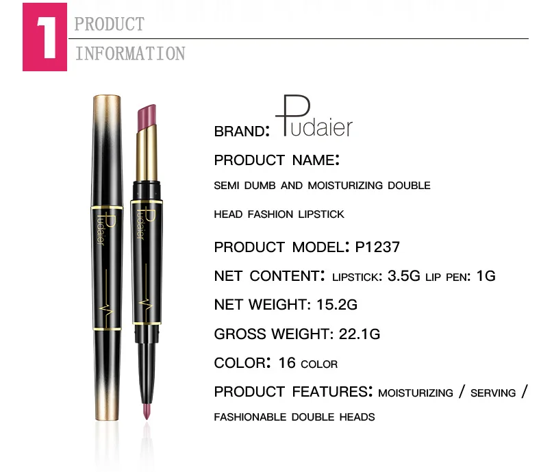 คุณภาพสูง Double-ended Lasting กันน้ําลิปสติก Lip Liner ปากกาแต่งหน้า Matte Pigment Non-stick Cup Lip Stick Liner เครื่องสําอาง