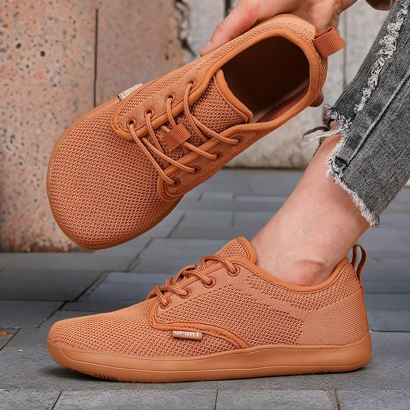 Wide Toe Men Shoes Breathable Knitted Mesh Comfortable Barefoot Casual Versatile Soft Sole Wide Last Shoes Walking Shoes 2025