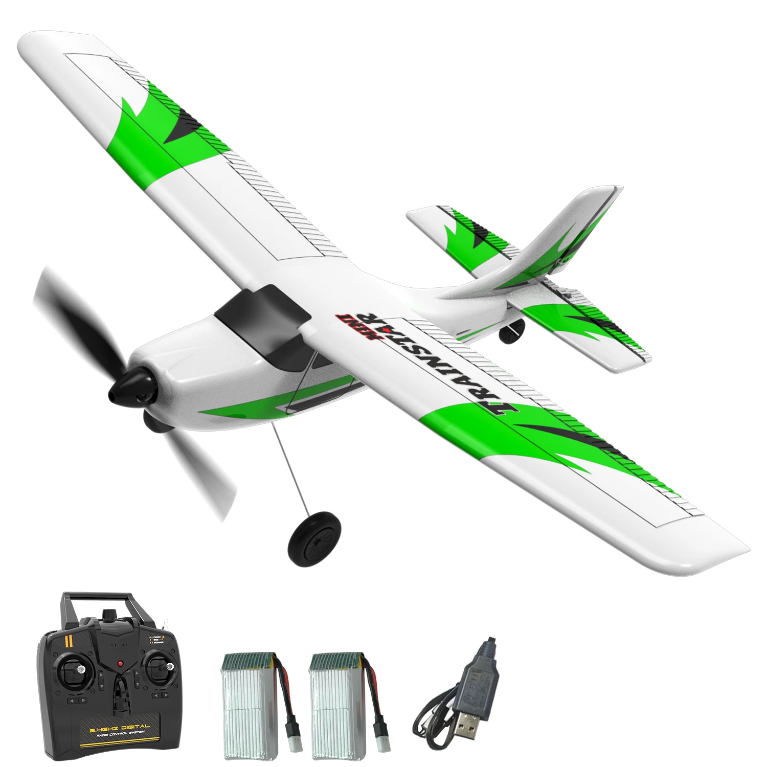 VOLANTEXRC RC Airplane Mini Trainstar 2.4GHz 3CH 3level Flight Control Fixed Wing Airplane Remote Control One-Key U-Turn Easy To Fly For Beginners 761-1RTF