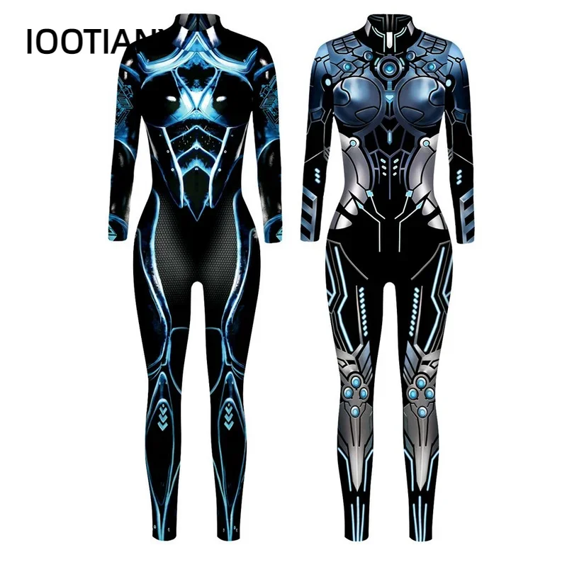 

CosplayIootiany Digital Fighter Machine Armor Print Halloween Role Play Women's Bodysuit Adult Carnival Party Stage Performance