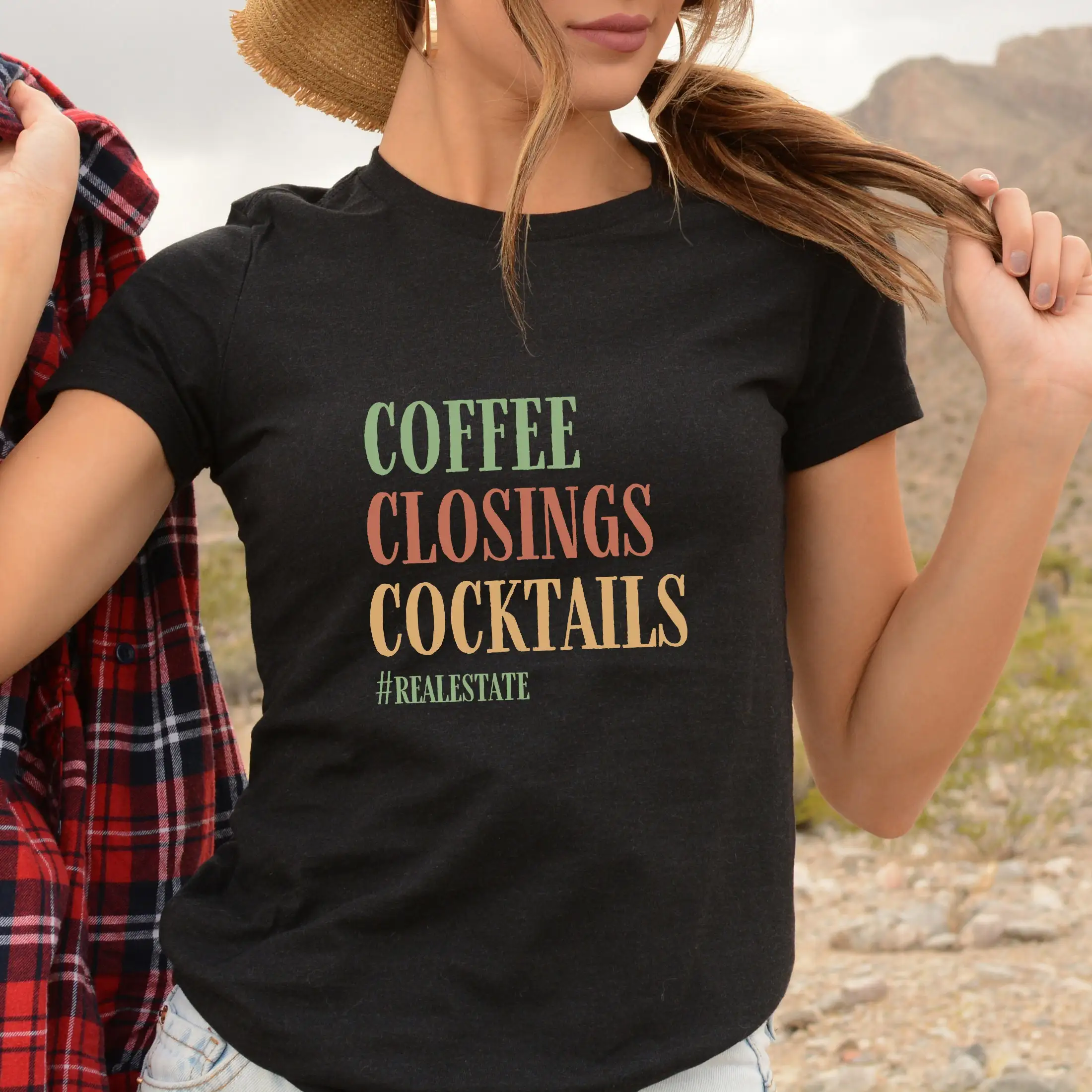 Real Estate Agent T Shirt Coffee Closings Cocktails Realtor Sales Associate Cotton Life