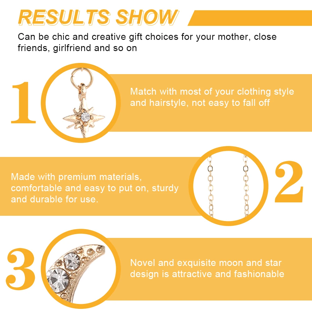 

1Pair Moon Star Earrings Premium Material Rust Fade Resistant Women Ear Jewelry Earrings Earring Studs Chain Earring