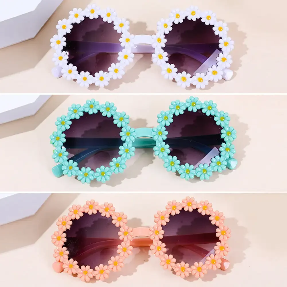 Children Cute Acrylic Flower Outdoor Protection Sunglasses Baby Girls Classic Photography Accessories Kids Boy UV400 Sunglasses