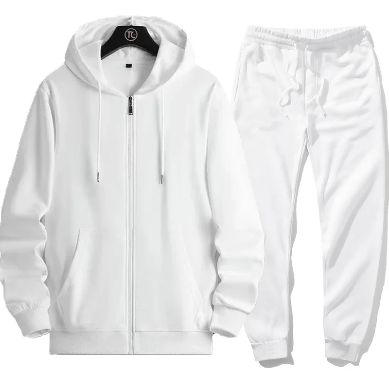 Men's Long Sleeve Zipper Hoodie Solid Color Classic Casual Sweatshirt Autumn Winter Fashion Male Versatile Suit