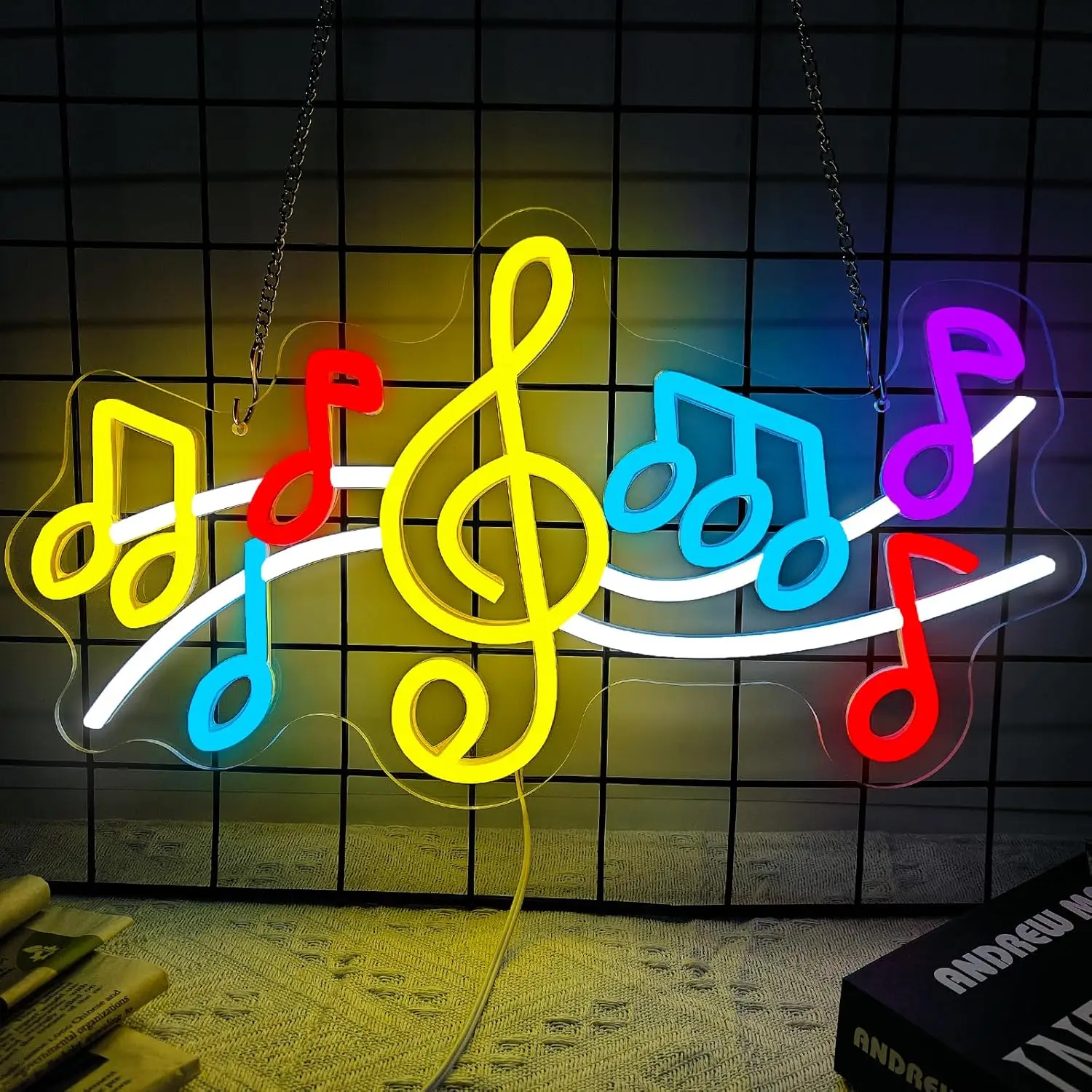 

Music Note Neon Sign Dimmable Neon Lights for Music Bar Club Bedroom Man Cave Concert Party Decor Aesthetics Draw Birthday Gifts