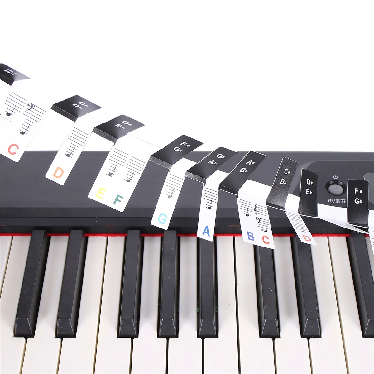 2 PCS 88 Keys Removable Piano KEY Labels Piano Keyboard Stickers Piano Notes Marker for Beginners Students Multicolor