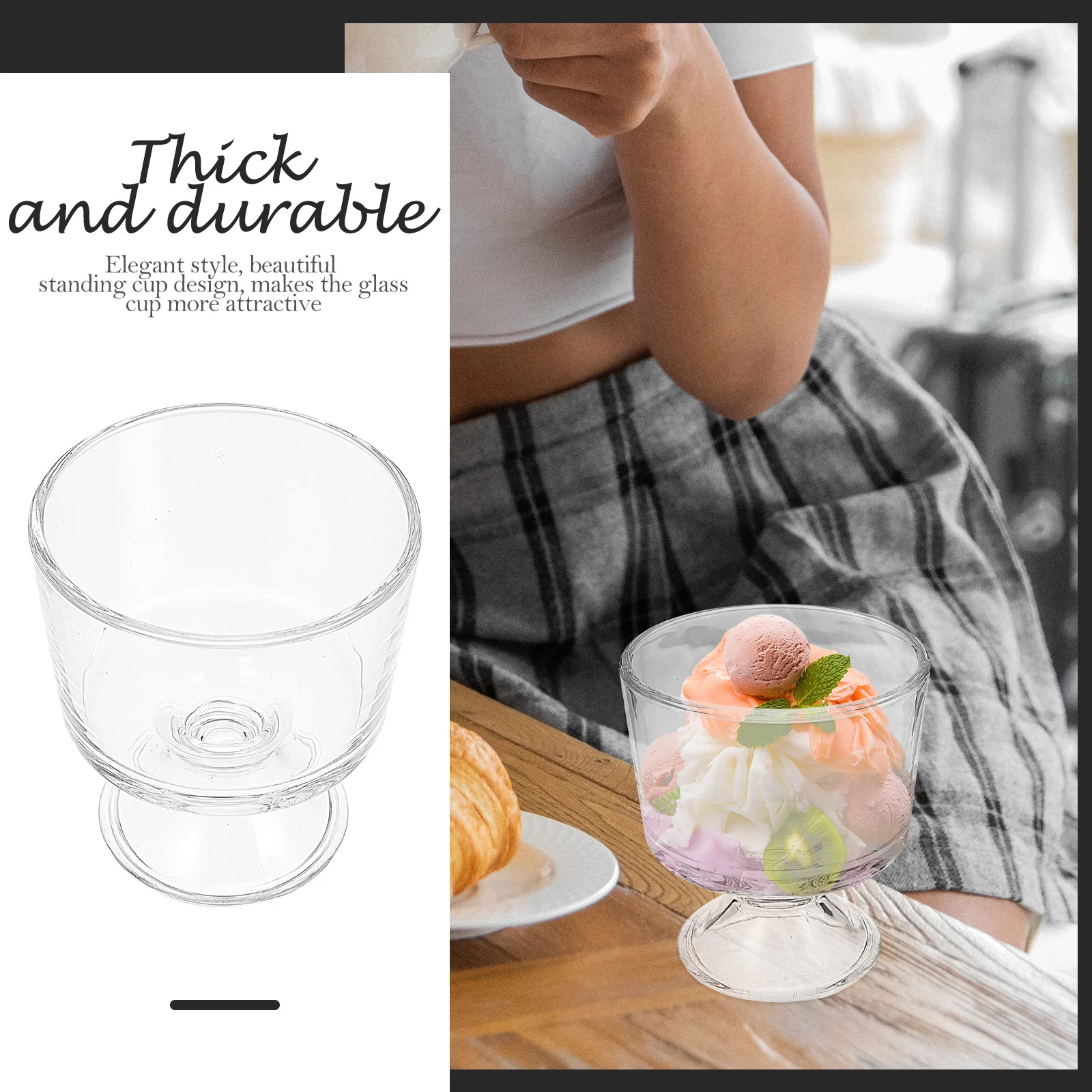 

Household Yogurt Cup Stylish Glass Transparent Multi-Function Ice Cream Dessert Pudding Cup Home Accessory Home Accessory