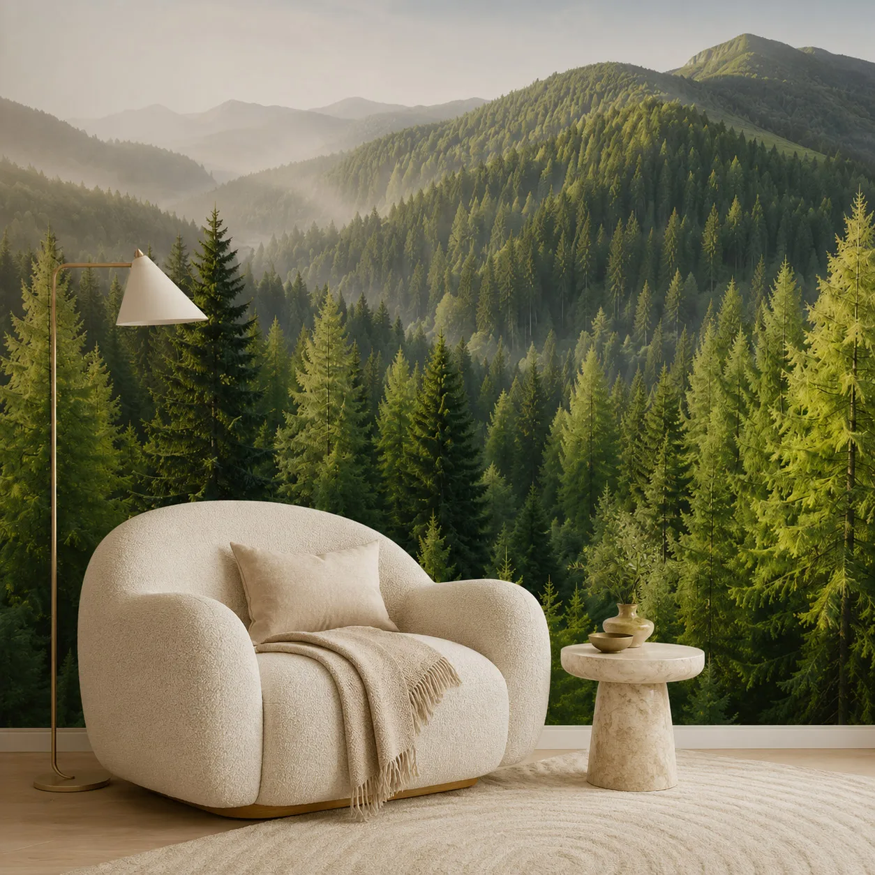 papier-peint-mural-foret-de-montagnes-vertes-paysage-naturel-de-piniers-brumeux-pour-salon-et-chambre-ne-necessite-pas-de-colle-adhesive