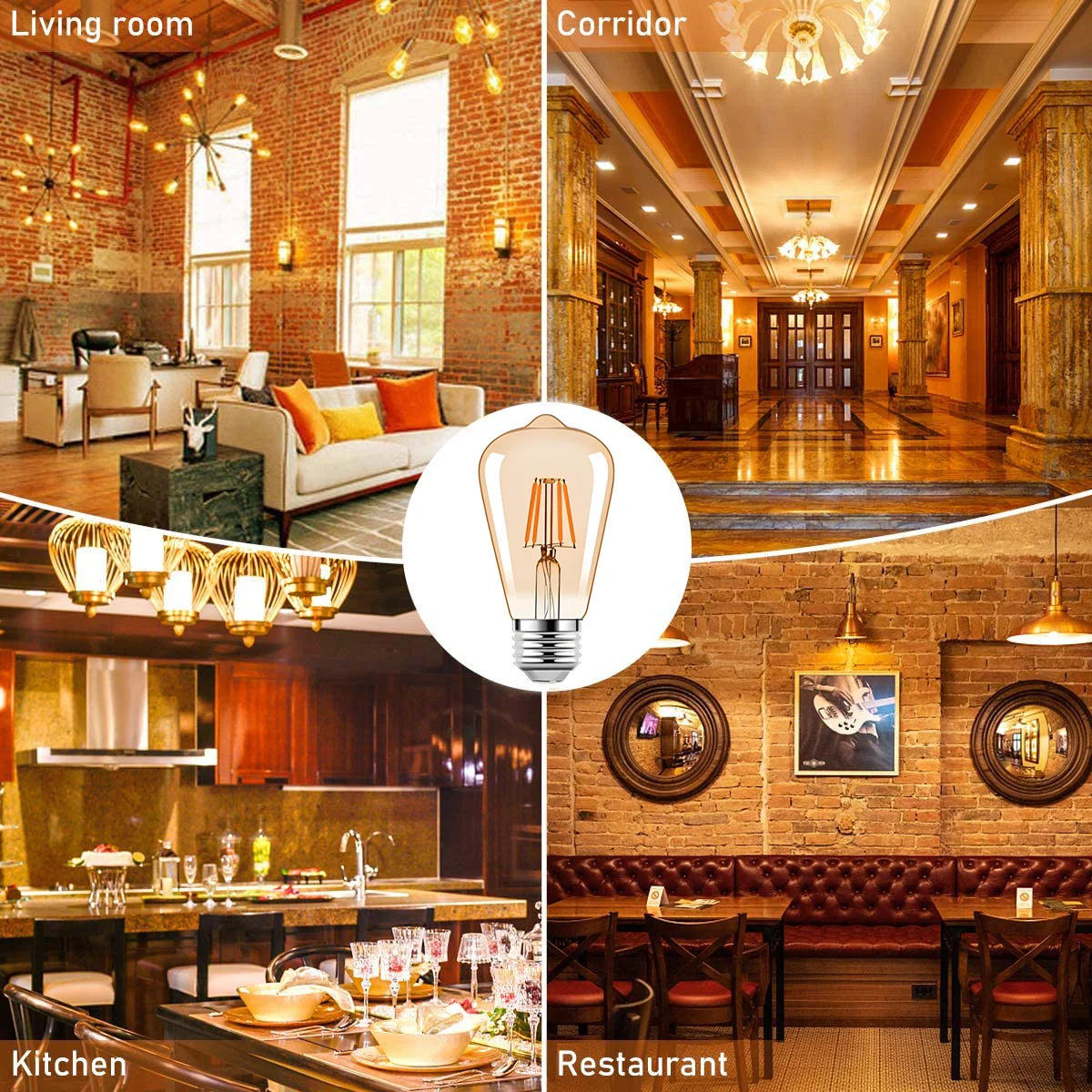 2PCS Gold Tint Retro Edison LED Filament Light Bulb E27 Night Light Bulbs G45 A16 G80 G95 ST64 Warm Home Decoration Vintage Lamp