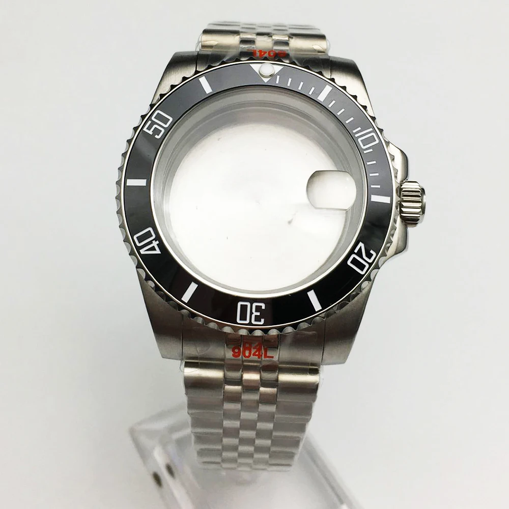 40MM Watch Case Full Stainless Steel Strap Fits 8215/821A/NH35/36