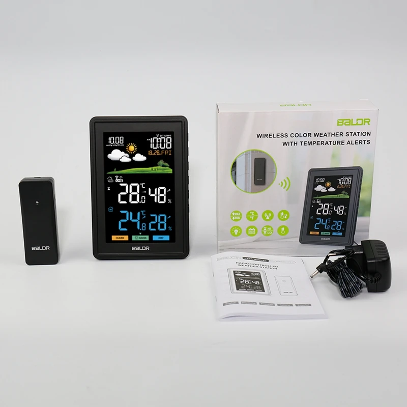 Baldr -40℃~60℃ Weather Forecast Digital Temperature Humidity Instruments Meter Barometer Snooze Alarm Wireless Weather Station