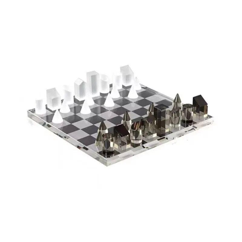 Room decor Nordic minimalist crystal glass chess board chess pieces ornaments desktop decoration accessories gifts