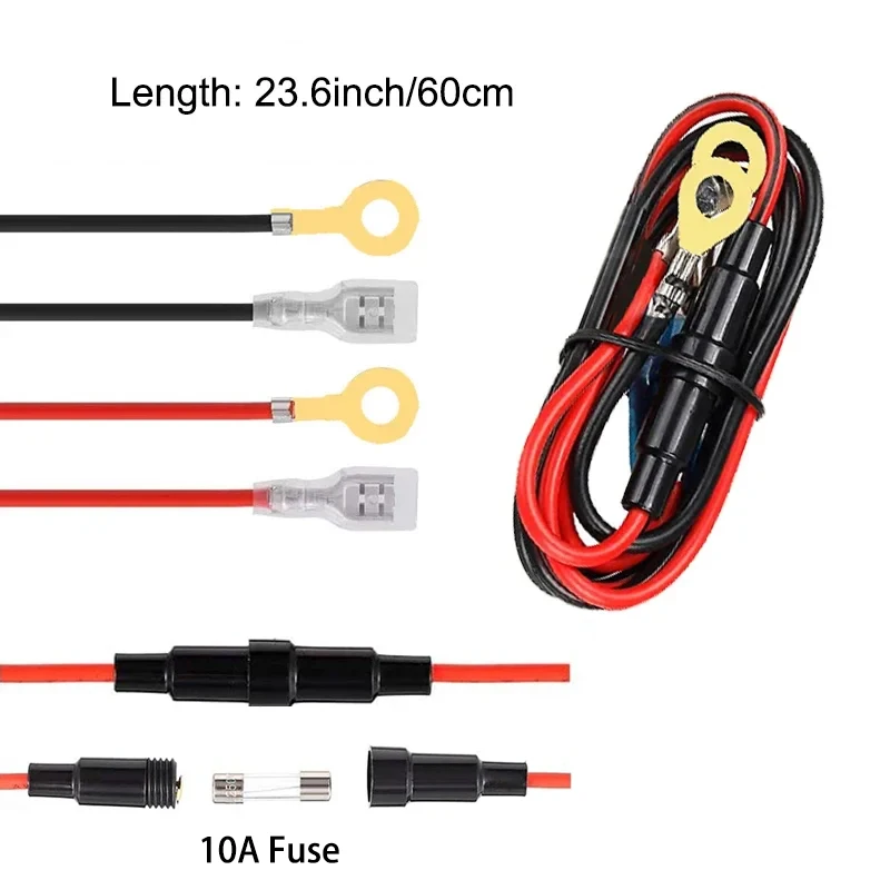 60cm Cigarette Lighter USB Charger Socket Cable Wiring Harness Cord With 10A Fuse for Car Marine Motorcycle ATV RV