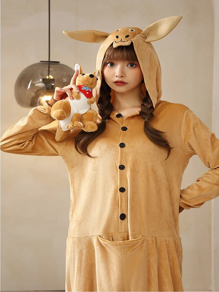 Uitvoering Dieren Kangroo Cosplay Grappige Jumpsuit Kostuums Dier Jurk Halloween Kostuum