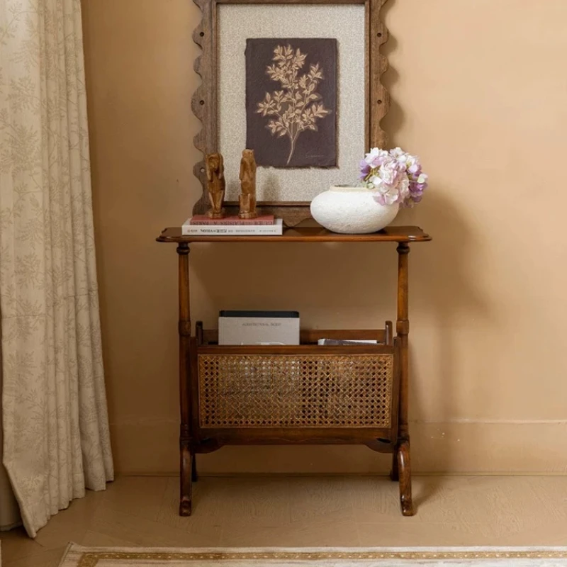 Book Shelf Side Table Rattan Funky Wooden Retro Storage Side Table Flower Coffee High Mesas Auxiliares Wabi Sabi Furniture
