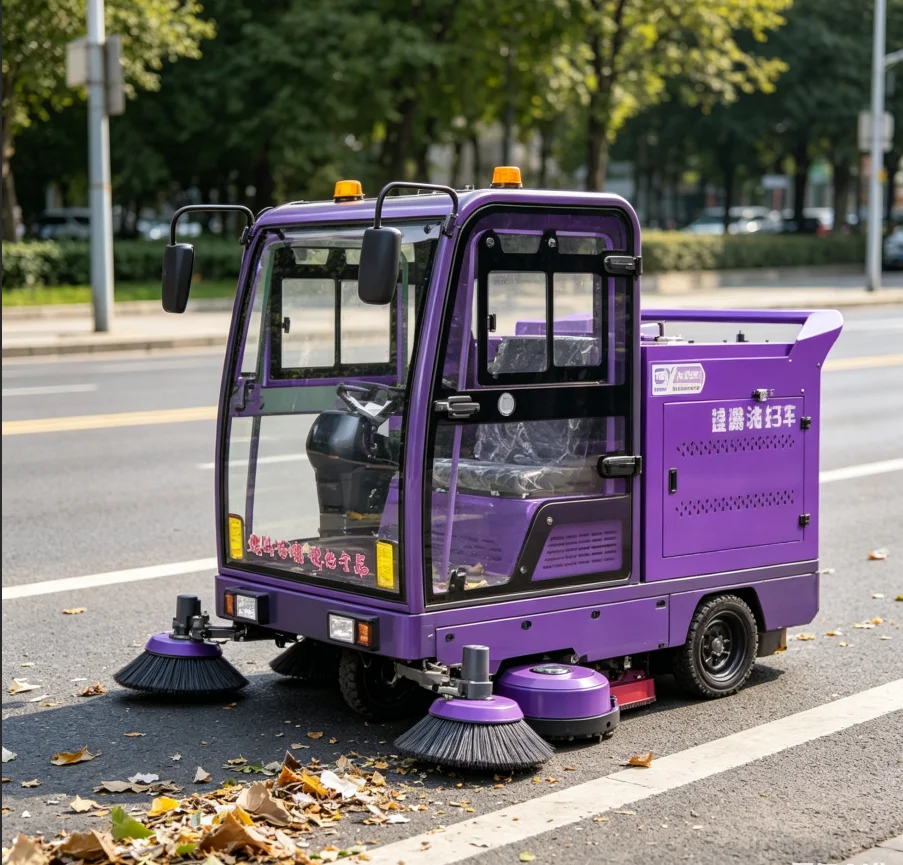 Full Closed Electric Big Street Sweeper Car Four-wheel Sweeper Commercial Ride on Road Floor Sweeper