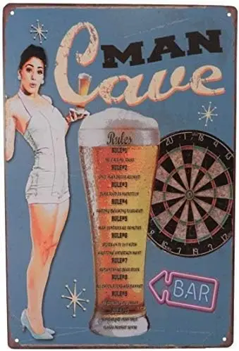 Great Vintage Metal Tin sign Maraehan Man Cave Rules Alcohol Sign Exterior Home Cave Garage bar Country Poster Club Wall Pl sign
