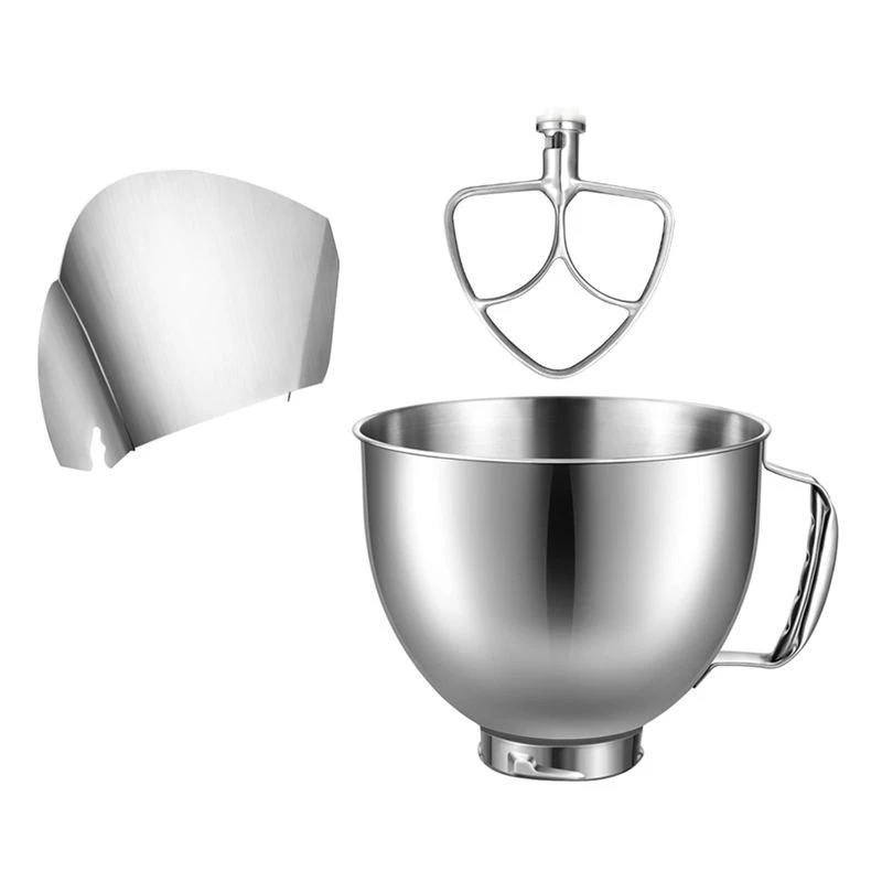 B83B-For Kitchenaid 4.5-5QT Tilt-Head Stand Mixers Accessories Mixing Bowl+Dumping Protective Cover+Flat Stirrer Attachment