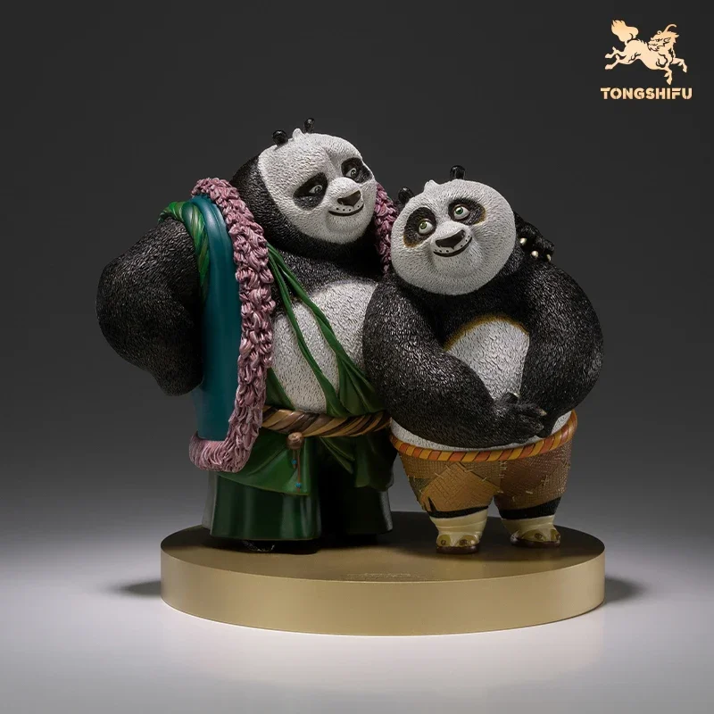 Copper Craft Chinese Cartoon Film Character Kung Fu Panda Figurines Cute Panda Father and Son Sculptures Ornament Desktop Decor