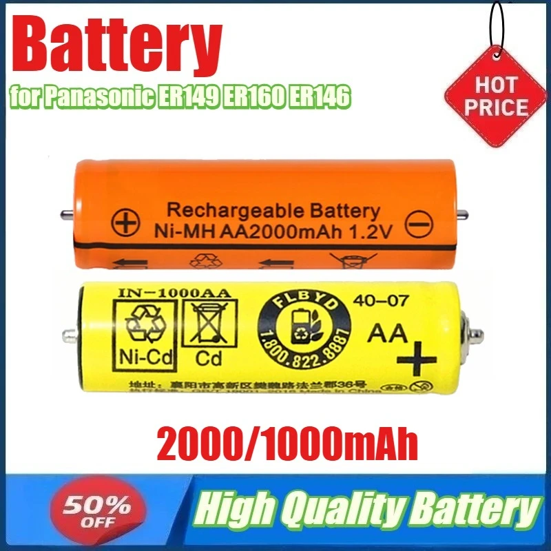 1.2V 2000mAh 1000mAh Battery for Panasonic ER149 ER160 ER146 ER147 ER148 ER148 ER1510 ER1511 ER1610 ER1610 ER1611 ER1611 ER1612