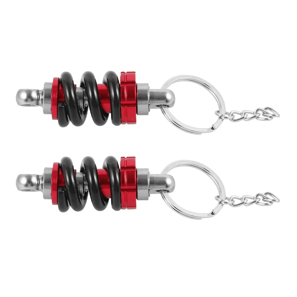 2Pcs Motorcycle Keychains Shock Absorber Style Metal Key Ring Suspension Spring Design Keychain Accessories for Motorbike Car