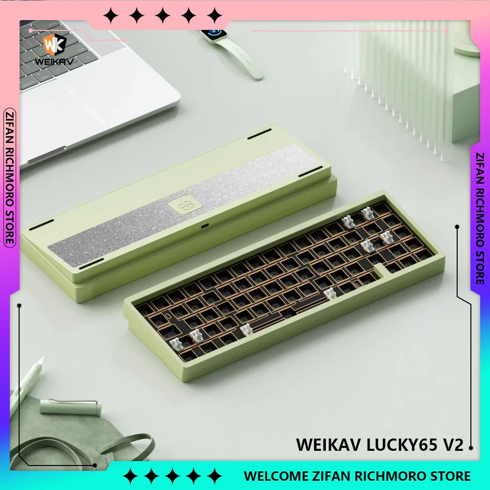 Weikav Lucky65 V2 3Mode 2.4g Bluetooth Customization Hotswap Gasket Structure Mechanical Keyboards Kit Rgb Gaming Keyboard Gift